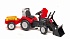 Трактор-экскаватор педальный с прицепом, красный 195 см  - миниатюра №1
